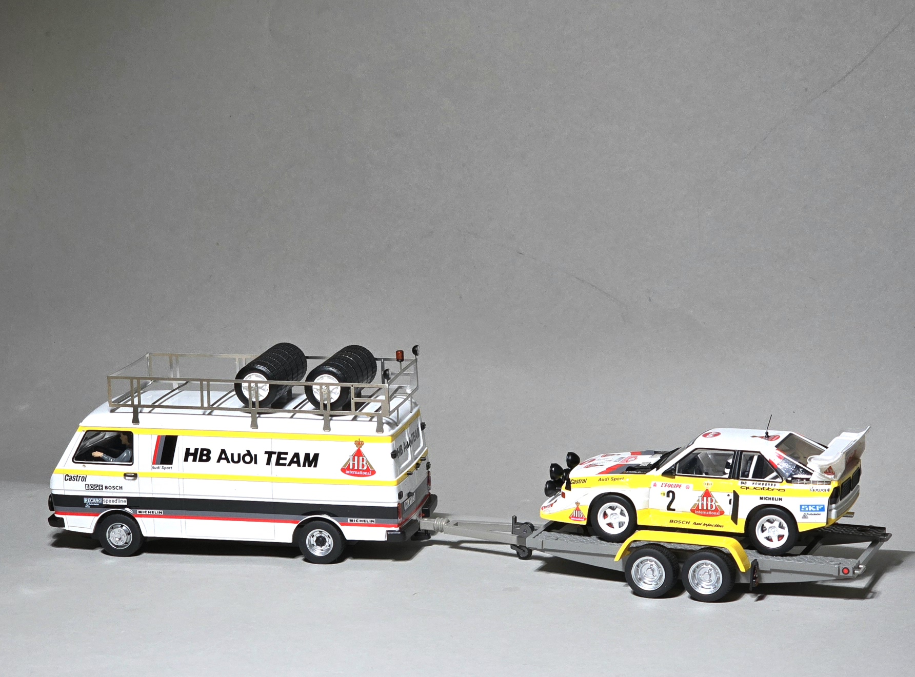 Avant Slot Volkswagen VW LT45 mit Audi S1 und Anhänger - Rallye Monte Carlo 1986 