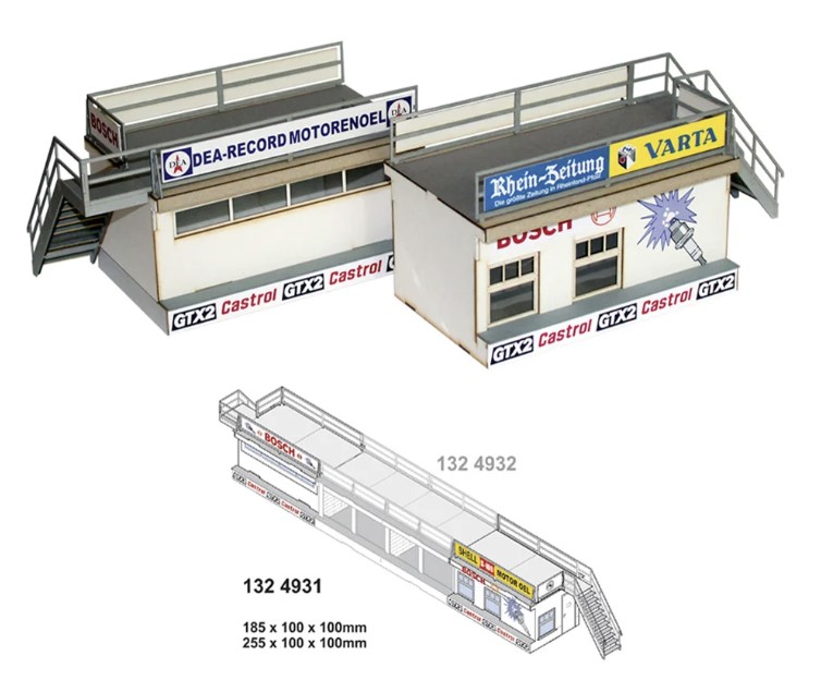 MGI - historische Boxengasse Nürburgring - Set mit 2 Endgebäudemodulen 